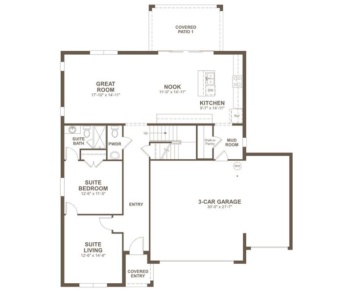 2D floor plan layout for the Ammolite by Richmond American Homes in Estates at Rivers Edge, Parrish, FL (Image 3). 2D floor plan layout for the Ammolite by Richmond American Homes in Estates at Rivers Edge, Parrish, FL (Image 3).