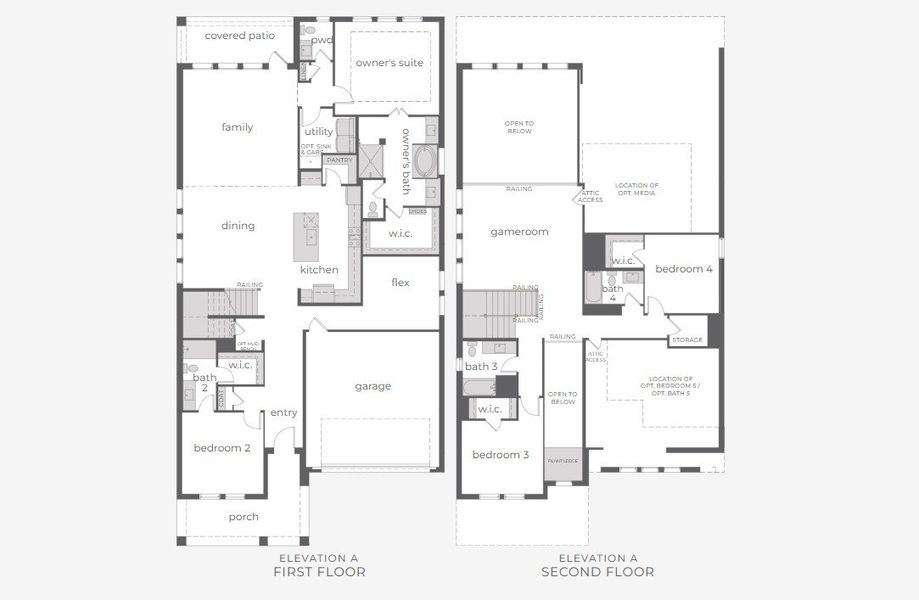 2D floor plan layout for the Rochelle by Normandy Homes in Village on Main Street, Frisco, TX (Image 3).