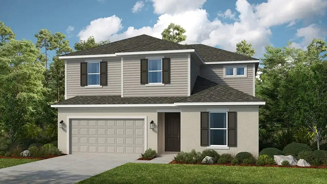 Representative exterior photo of a completed home built from the Monterey by Taylor Morrison in Azure at Solaeris, Port St. Lucie, FL (Image 20).
