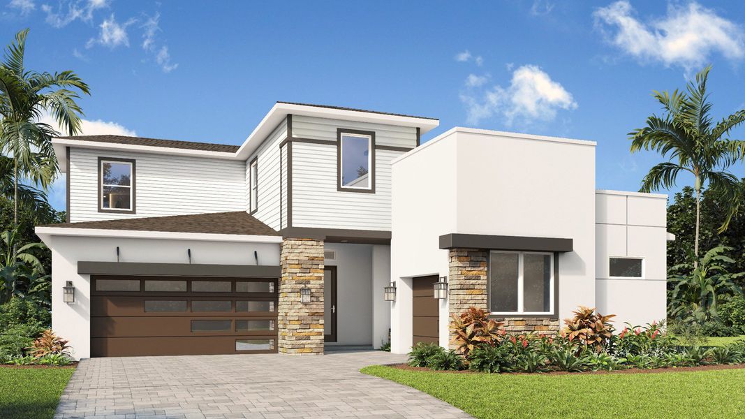 Representative exterior photo of a completed home built from the Grand Hawk by DRB Homes in Biscayne Landing at Seaire, Parrish, FL (Image 27).