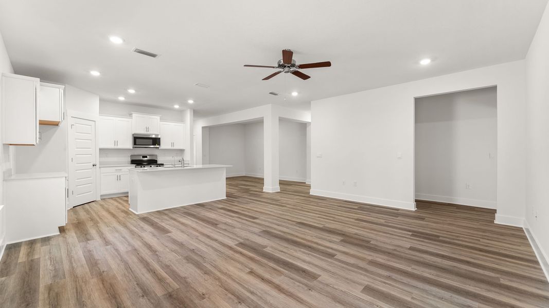 Representative unfurnished interior of a home built from the Kennedy by D.R. Horton in Holley Grove at Peach Creek, Santa Rosa Beach (Image 13). Representative unfurnished interior of a home built from the Kennedy by D.R. Horton in Holley Grove at Peach Creek, Santa Rosa Beach (Image 13).