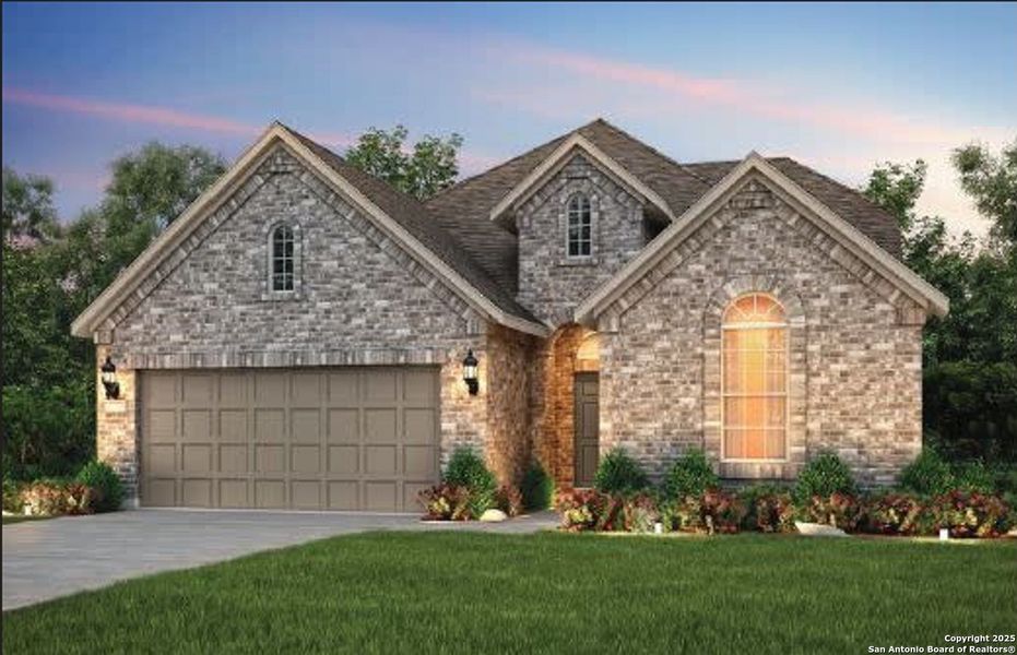 Front exterior of a new home in Bison Ridge, San Antonio, TX, highlighting curb appeal (Image 1). Front exterior of a new home in Bison Ridge, San Antonio, TX, highlighting curb appeal (Image 1).