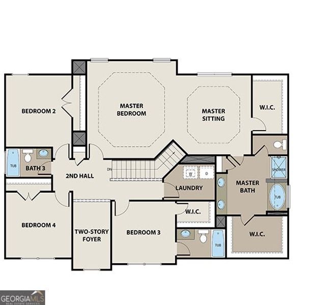 2D floor plan layout of this home in The Manor at Gainesville Township, Gainesville, GA (Image 5).