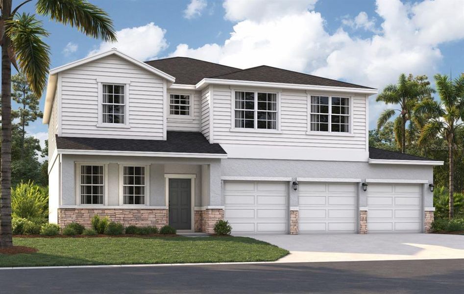 Front exterior of a new home in Green Leaf, West Melbourne, FL, highlighting curb appeal (Image 1). Front exterior of a new home in Green Leaf, West Melbourne, FL, highlighting curb appeal (Image 1).