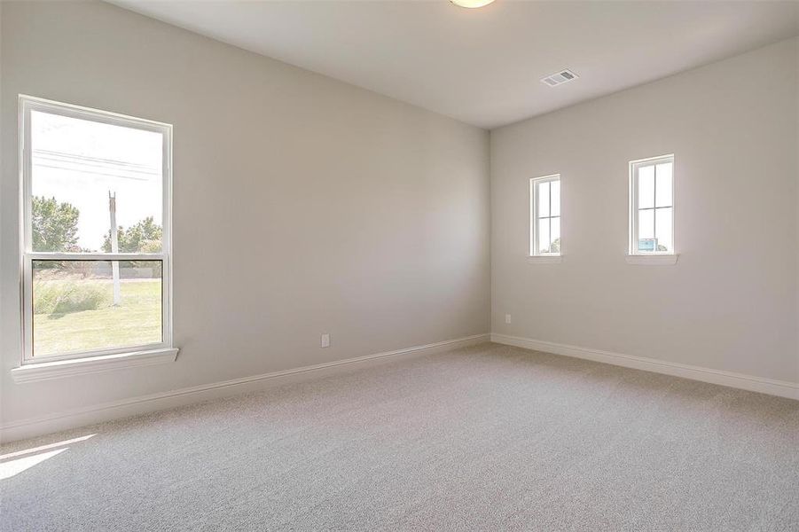 Empty room with carpet floors and a healthy amount of sunlight