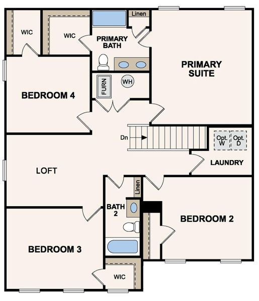 2D floor plan layout of this home in The Pines at Stoney Point, Lexington, NC (Image 3).