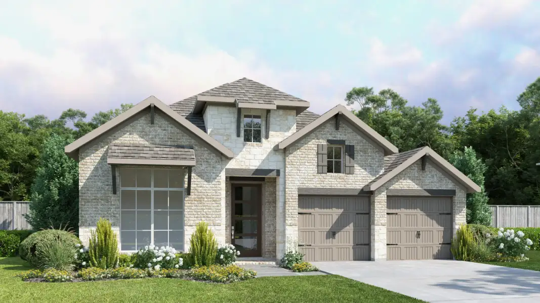 Representative exterior photo of a completed home built from the 2357W by Perry Homes in Evergreen, Conroe, TX (Image 12).