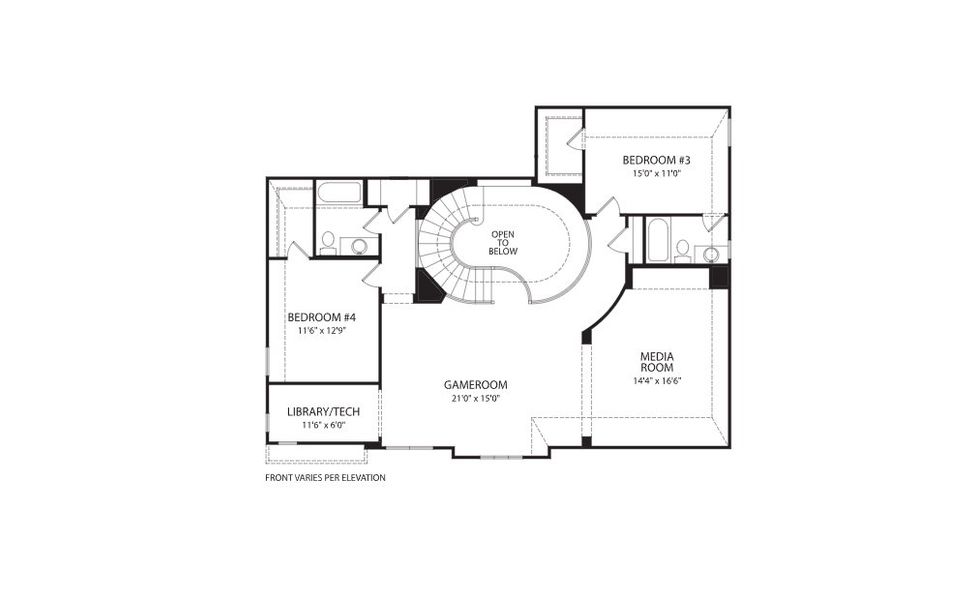 2D floor plan layout for the Bracken III by Drees Custom Homes in The Homestead - 62', Rockwall, TX (Image 5). 2D floor plan layout for the Bracken III by Drees Custom Homes in The Homestead - 62', Rockwall, TX (Image 5).