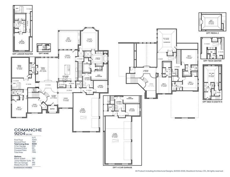 2D floor plan layout for the Comanche - SH 9204 by Shaddock Homes in Whitestone Estates, Parker, TX (Image 3). 2D floor plan layout for the Comanche - SH 9204 by Shaddock Homes in Whitestone Estates, Parker, TX (Image 3).