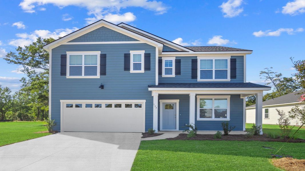Front exterior of a new home in Laurel Grove, Guyton, GA, highlighting curb appeal (Image 1).