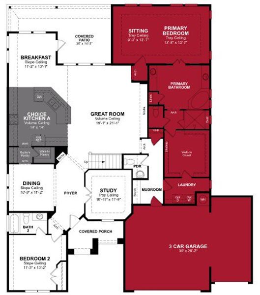 2D floor plan layout of this home in Heath Golf and Yacht Club, Heath, TX (Image 2).