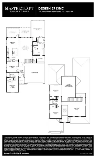 2D floor plan layout for the 2713MC by MasterCraft Builder Group in Madeira, St. Augustine, FL (Image 3).