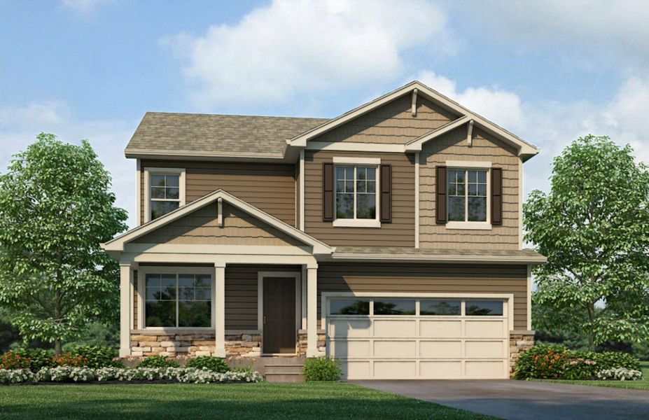 Front exterior of a new home in Fossil Creek Ranch, Windsor, CO, highlighting curb appeal (Image 2).