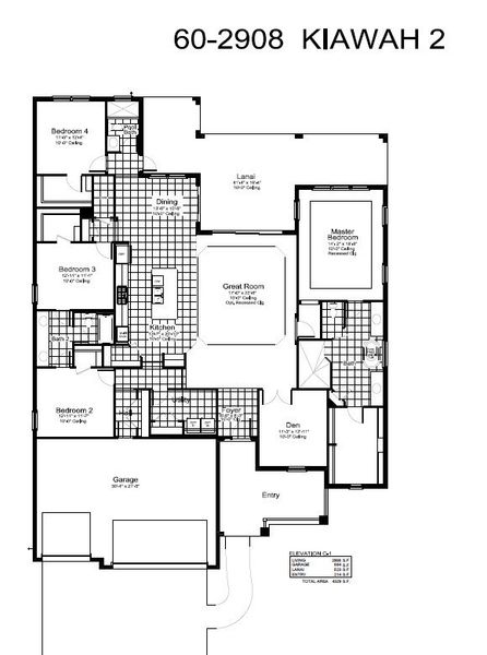 2D floor plan layout for the Kiawah 2 by Neal Communities in SkySail, Naples, FL (Image 5).