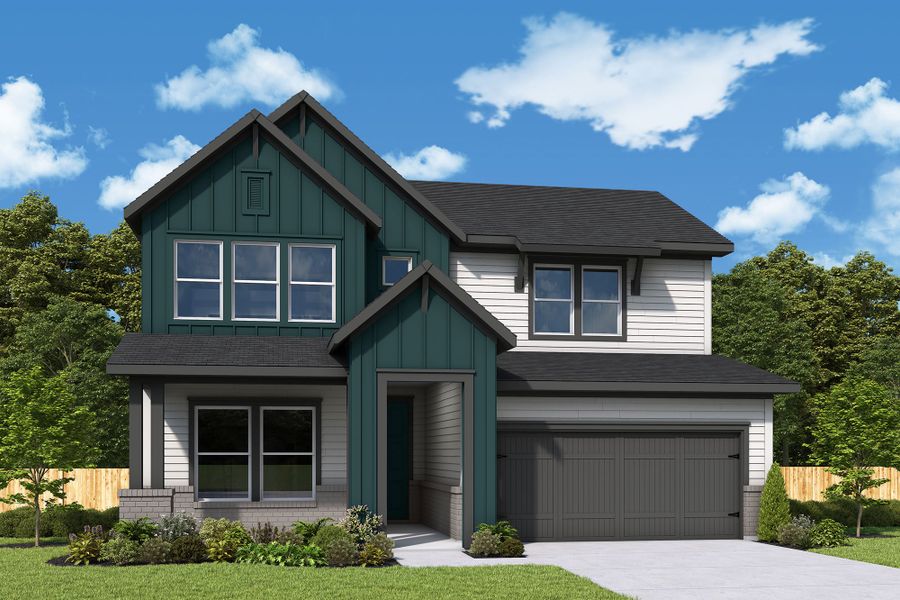 Representative exterior photo of a completed home built from the The Primrose by David Weekley Homes in Two Step Farm - Enclave Collection, Montgomery, TX (Image 2).