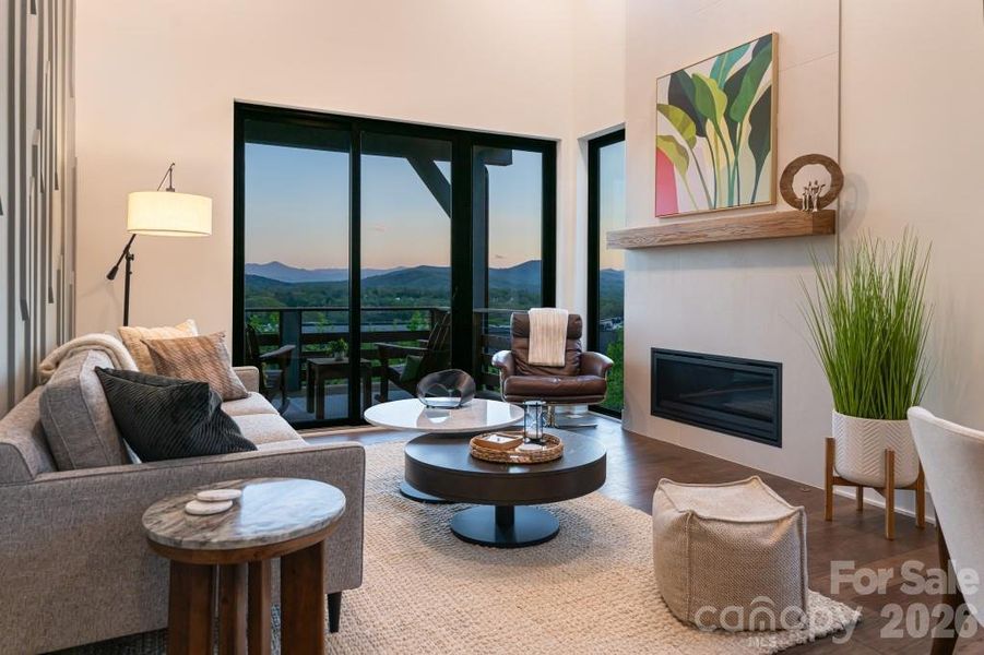 Living room at sunset