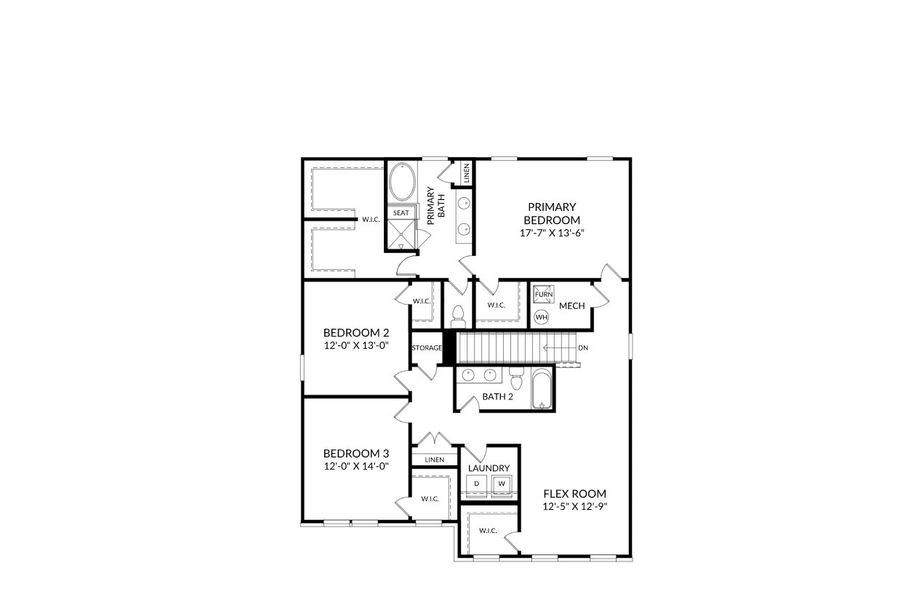 2D floor plan layout for the The Kershaw by Stanley Martin Homes in River Oaks, Locust Grove, GA (Image 6).
