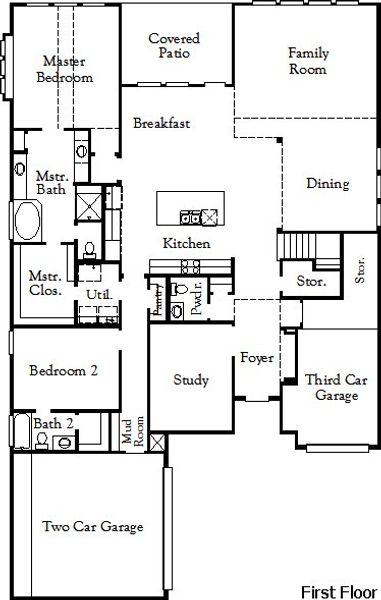 2D floor plan layout of this home in The Homestead, Rockwall, TX (Image 3).