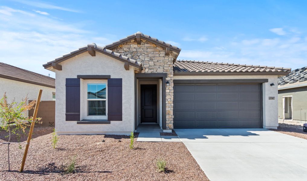 Representative exterior photo of a completed home built from the Orinoco by K. Hovnanian® Homes in Monroe Ranch, Buckeye, AZ (Image 1). Representative exterior photo of a completed home built from the Orinoco by K. Hovnanian® Homes in Monroe Ranch, Buckeye, AZ (Image 1).