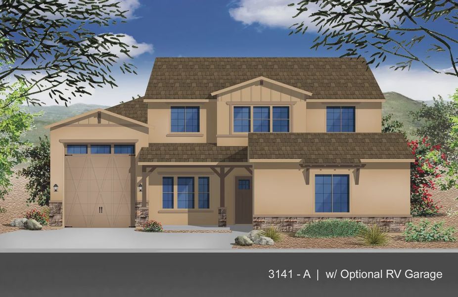 Exterior rendering of this home design in Valencia at Granite Vista, Waddell, AZ (Image 4).