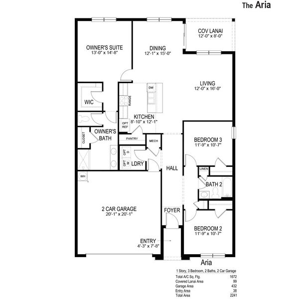 2D floor plan layout for the ARIA by D.R. Horton in Cape Coral Well & Septic, Cape Coral, FL (Image 3).