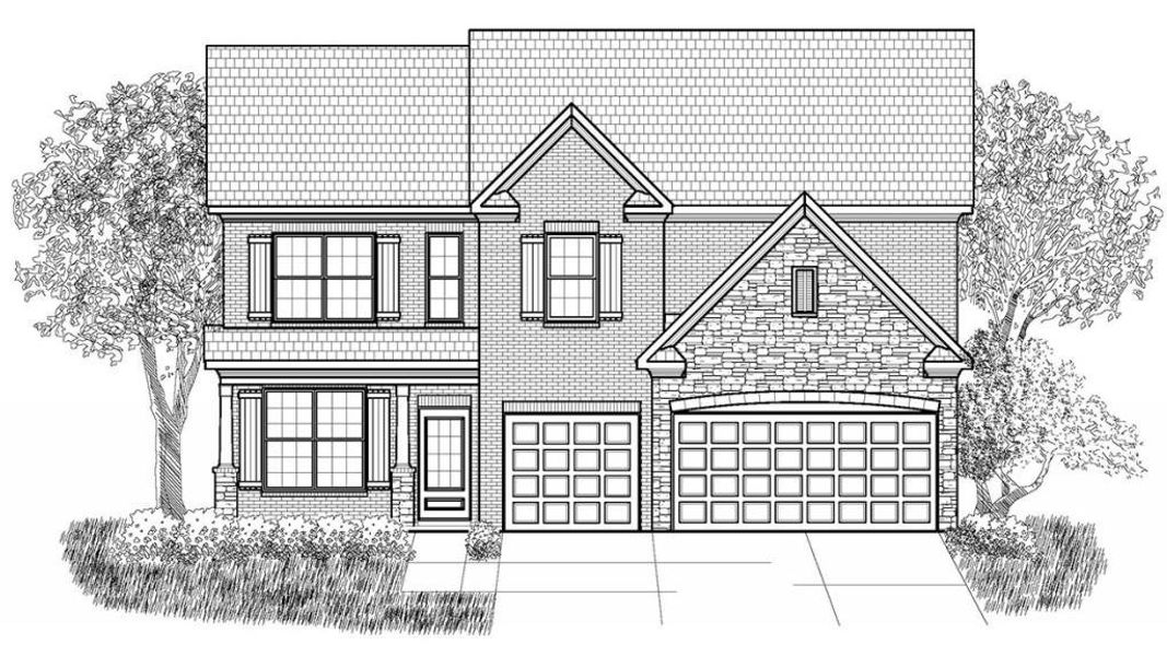 Front exterior of a new home in Butner Estates, South Fulton, GA, highlighting curb appeal (Image 25).