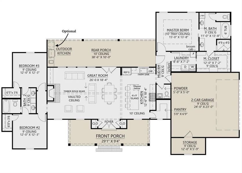 2D floor plan layout of this home in Oak Water Ranch, Granbury, TX (Image 5).