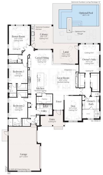 2D floor plan layout for the Copperleaf by AR HOMES in Southern Hills Plantation, Brooksville, FL (Image 3).