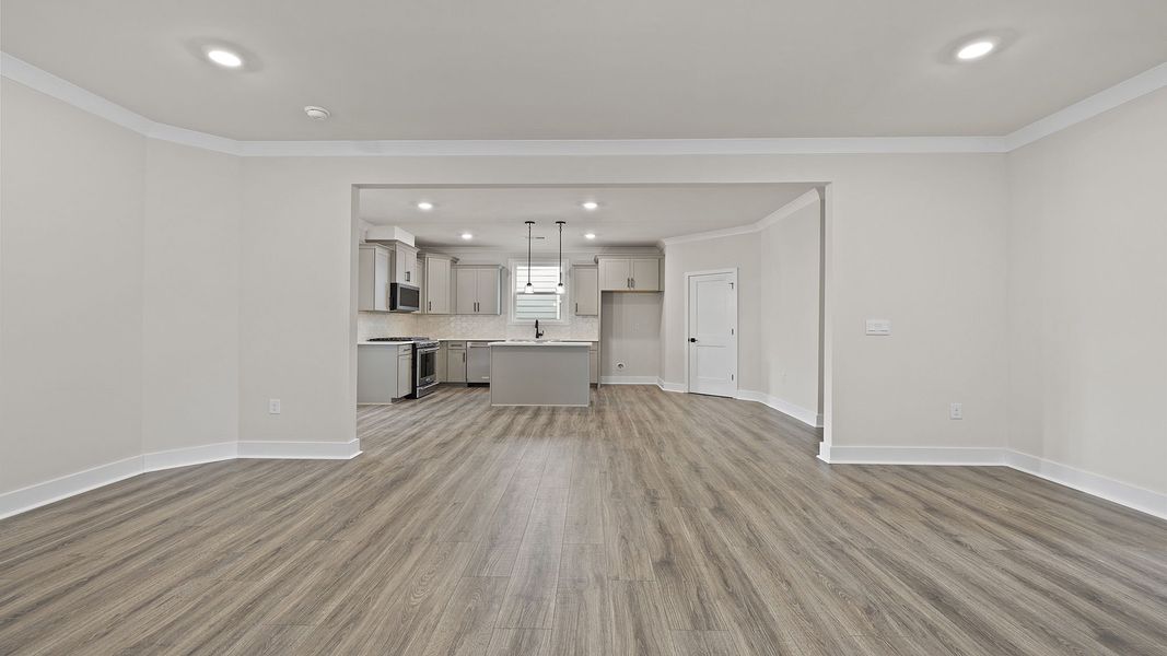 Representative unfurnished interior of a home built from the BERKSHIRE by D.R. Horton in Sycamore Cove, Woodruff (Image 15).