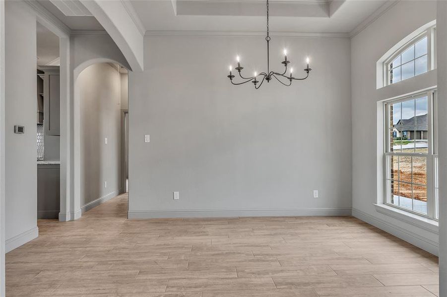 Spare room with ornamental molding, light hardwood / wood-style flooring, and plenty of natural light