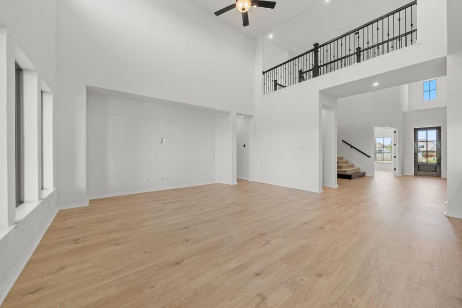Family Room with soaring ceiling