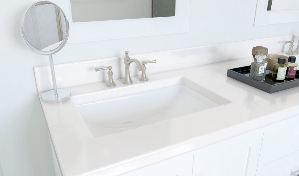 Brushed nickel faucets in primary bath