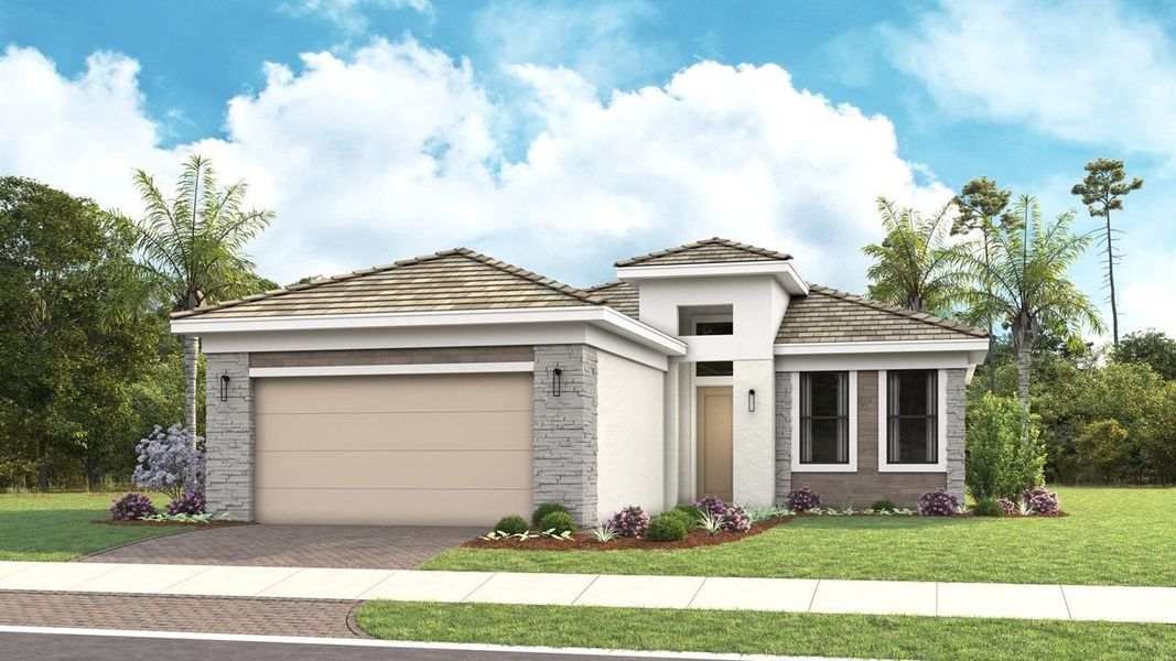 Tropical Modern - Front Load Garage