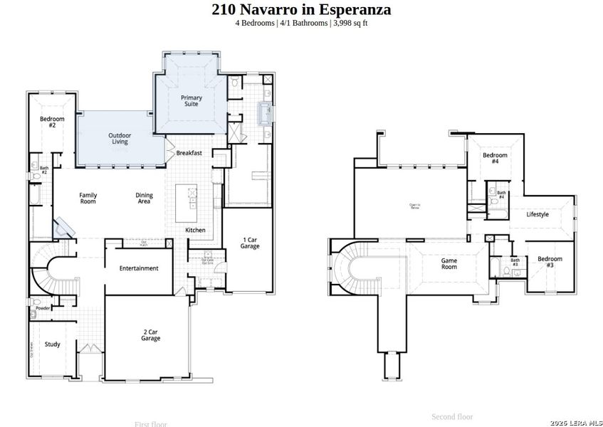2D floor plan layout of this home in Esperanza, Boerne, TX (Image 4).