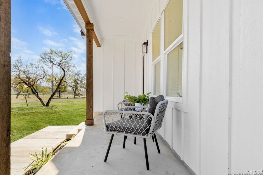 Exterior details and patio area of a home in , Lytle (Image 26).
