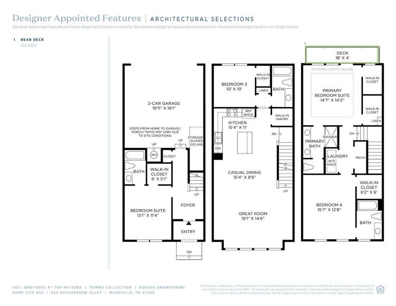 2D floor plan layout of this home in The Nations - Towns, Nashville, TN (Image 5).