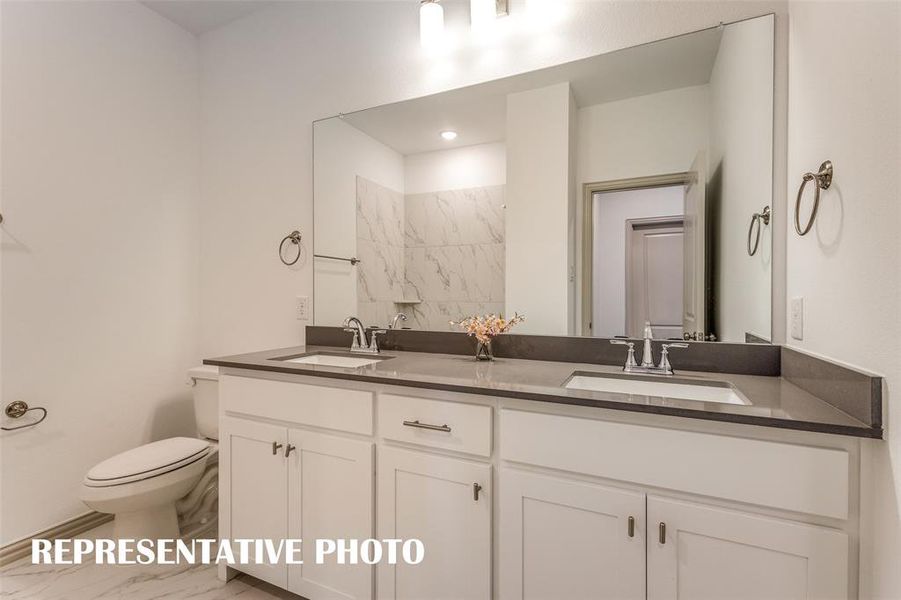 Guests will feel right at home in this beautifully finished guest bath.  REPRESENTATIVE PHOTO