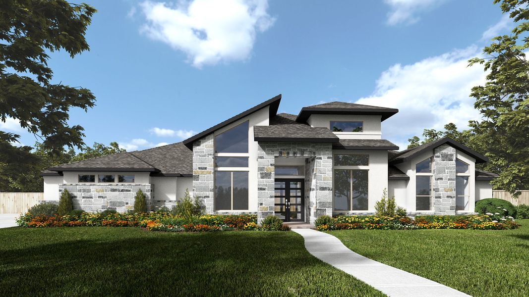 Representative exterior photo of a completed home built from the 3494S by Perry Homes in Santa Rita Ranch Tierra Rosa, Liberty Hill, TX (Image 4).