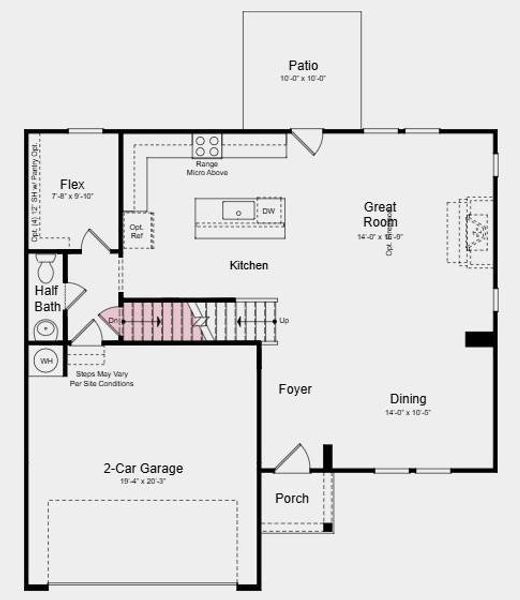2D floor plan layout of this home in Falls Creek, Flowery Branch, GA (Image 3).