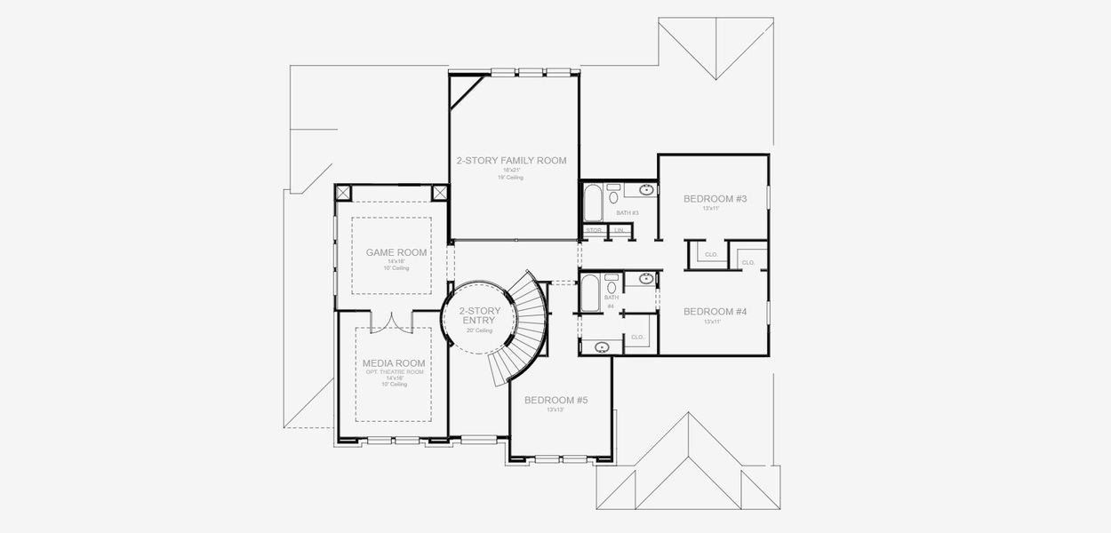 2D floor plan layout for the 3917W by Perry Homes in Sweetgrass, Haslet, TX (Image 4).