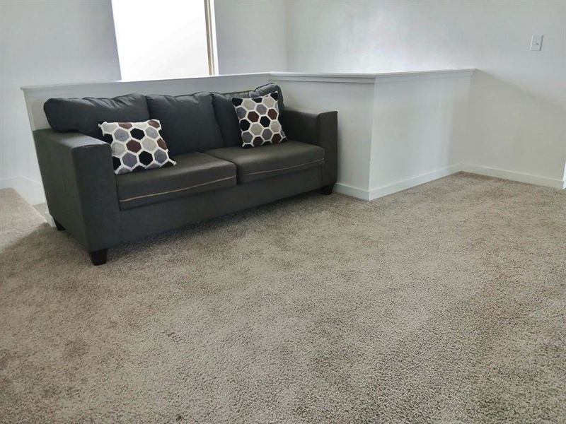 Living area featuring baseboards and carpet Living area featuring baseboards and carpet