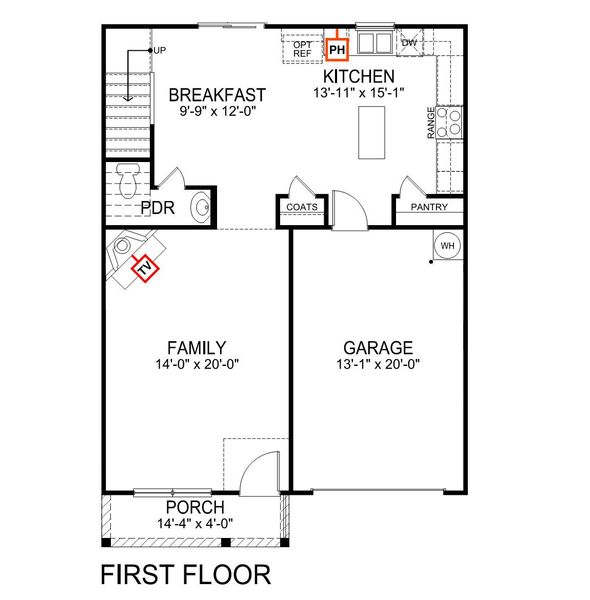 2D floor plan layout for the Harrison by D.R. Horton in Brookside Farms - The Meadows, Greer, SC (Image 3).