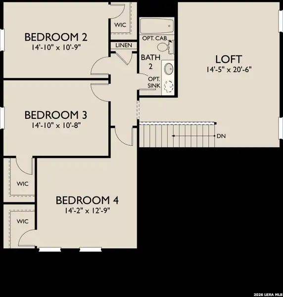 2D floor plan layout of this home in Hennersby Hollow, San Antonio, TX (Image 3).