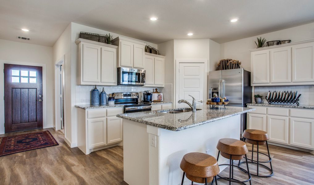 Stylish kitchen with corner pantry