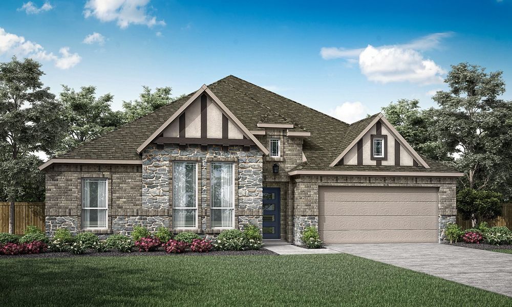 Representative exterior photo of a completed home built from the Brighton by Pacesetter Homes in Meadow Run, Melissa, TX (Image 17).