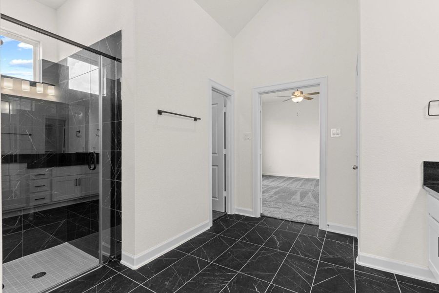 Huge walk-in shower with seamless glass door! Beautiful large plank tile flooring and more! Huge walk-in shower with seamless glass door! Beautiful large plank tile flooring and more!