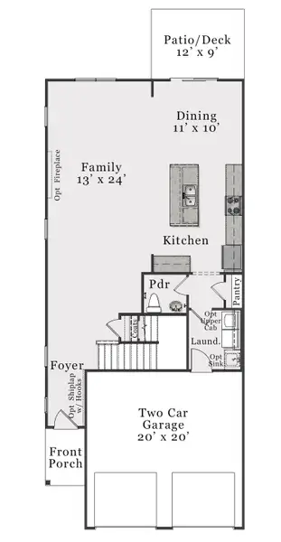 2D floor plan layout for the Bowen by McKee Homes in Bedford, Raeford, NC (Image 3).