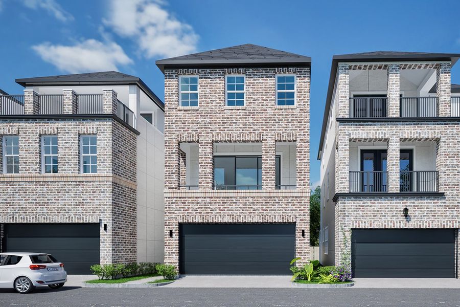 Front exterior of a new home in Cottage Grove Lake Phase 2, Houston, TX, highlighting curb appeal (Image 1).
