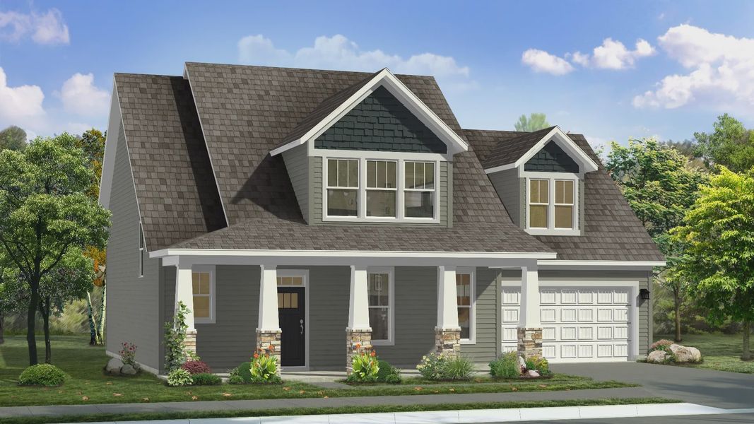 Representative exterior photo of a completed home built from the Sutherland by DRB Homes in Rosemary Grove, Greenville, SC (Image 22).