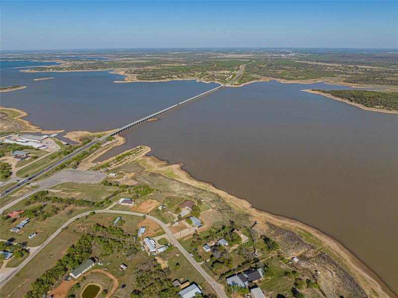 Bird's eye view of a nearby body of water Bird's eye view of a nearby body of water